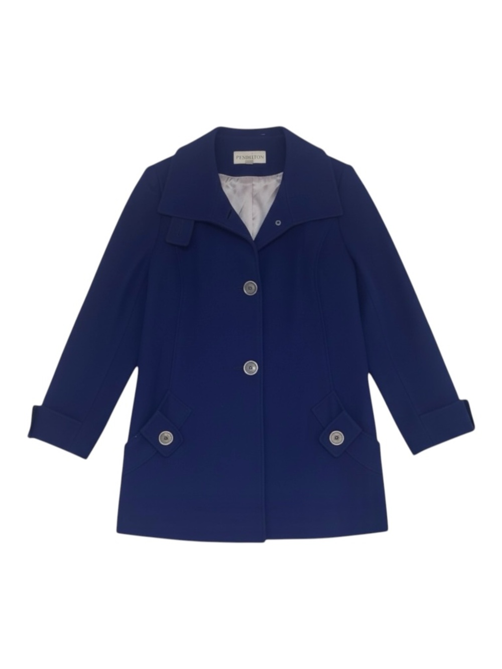 Vintage Pendleton Lambswool Coat Navy Blue Single Breasted‎ Women’s 10 Petite